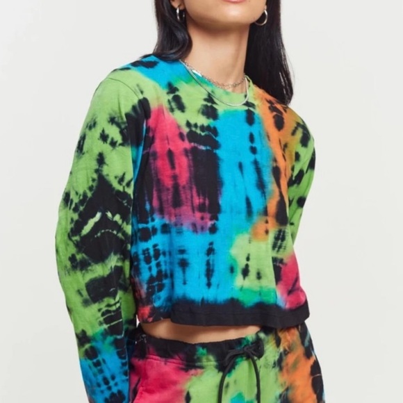 Cotton Citizen M Colorful Tie-Dye Women's Long Sleeve Ceop Top - Picture 1 of 6